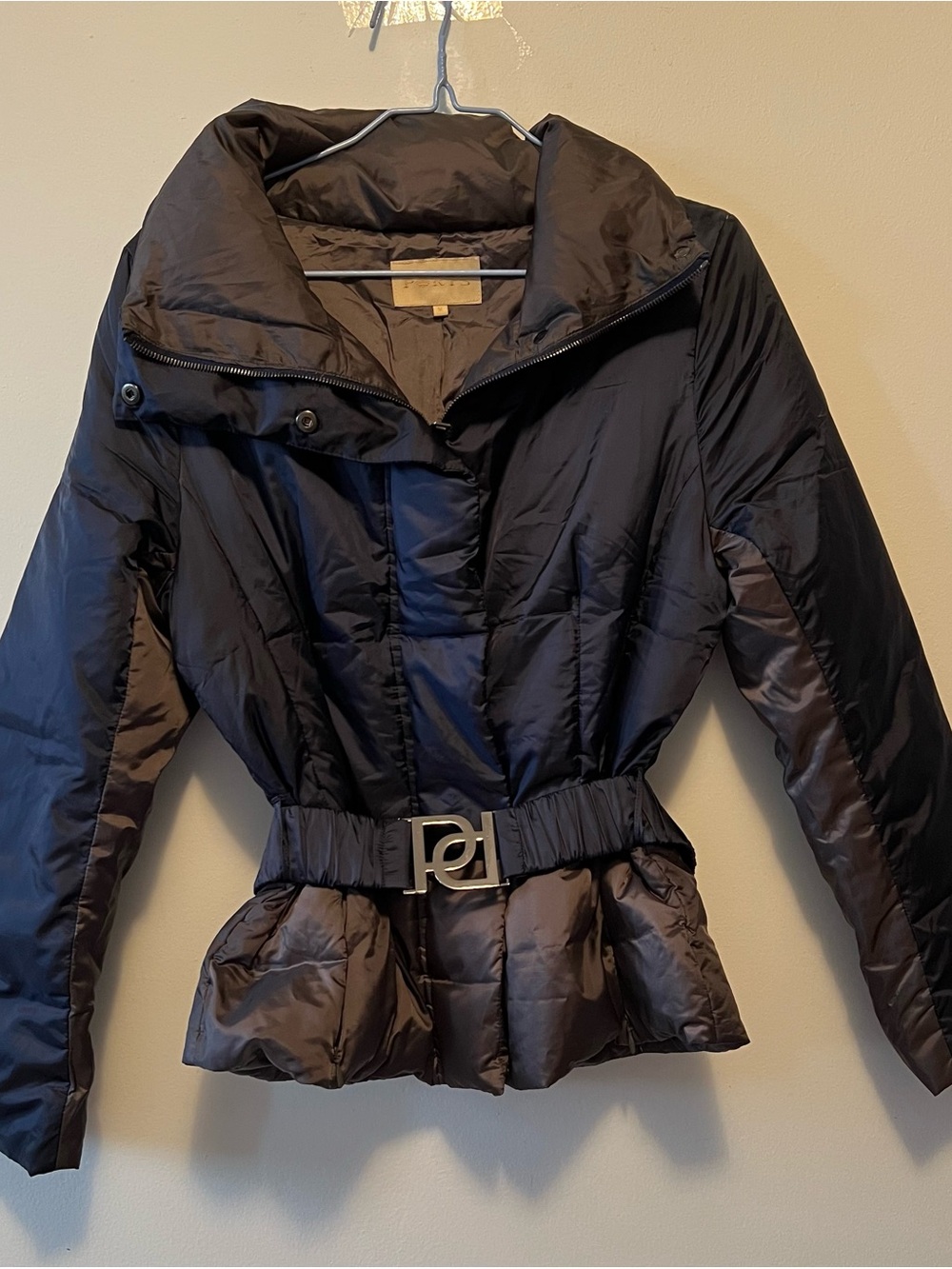 Ports Women's Black Puffer Belted Down Jacket
